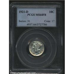 1921-D 10C MS64 Full Bands PCGS. While many '21-D Dimes display peripheral striking softness, incomp