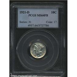 1921-D 10C MS64 Full Bands PCGS. While many '21-D Dimes display peripheral striking softness, incomp