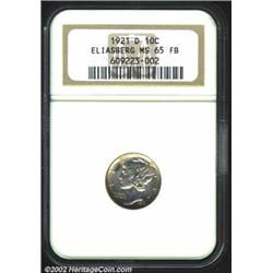 1921-D 10C MS65 Full Bands NGC. Ex: Eliasberg. Offered as lot 1329 in the first Eliasberg sale, wher