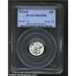 1924-D 10C MS65 Full Bands PCGS. Bright and lustrous with no hint of color. Struck from a late obver