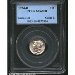 1924-D 10C MS66 Full Bands PCGS. Lightly toned with full sparkling luster and sharply defined bands.