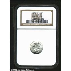 1924-D 10C MS66 Full Bands NGC. A brilliant, well struck, and lustrous Gem with pleasing surfaces. A