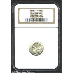 1924-D 10C MS66 Full Bands NGC. A sharply struck and mildly prooflike Gem that also has pleasing car