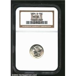 1924-S 10C MS66 NGC. The fields on this piece are bright and shimmer with intense mint luster. Sharp