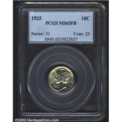 1925 10C MS65 Full Bands PCGS. Well struck and flashy Gem that has a few streaks of golden-brown col