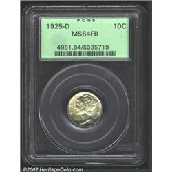 1925-D 10C MS64 Full Bands PCGS. A well struck and lustrous near-Gem with light streaks of golden-br