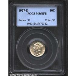 1927-D 10C MS64 Full Bands PCGS. Original luster interspersed with areas of muted burnt orange. A fe