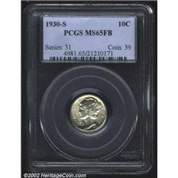 1930-S 10C MS65 Full Bands PCGS. Lustrous with some slight crimson patination towards the peripherie