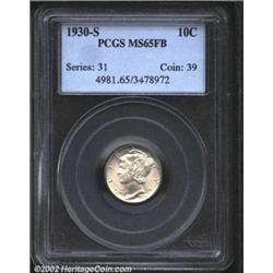 1930-S 10C MS65 Full Bands PCGS. Lustrous with a faint dusky crimson primarily on the reverse. A cou