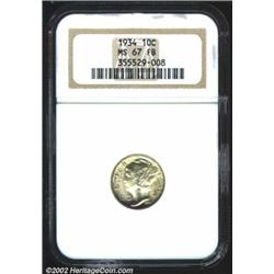 1934 10C MS67 Full Bands NGC. The borders have variegated russet patina. A highly lustrous Superb Ge