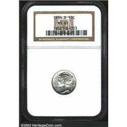 1934-D 10C MS67 NGC. A flashy Superb Gem that has faint gold color and relatively clean surfaces. Th