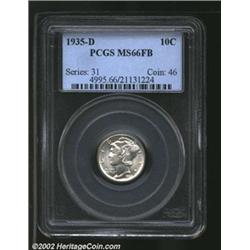 1935-D 10C MS66 Full Bands PCGS. A brilliant and lustrous Gem with immaculate surfaces. A few of the