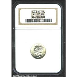 1936-S 10C MS67 Full Bands NGC. Lovely light lemon-gold color. A flashy Superb Gem that has extremel