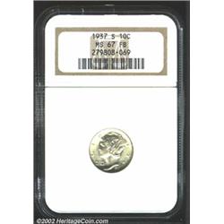1937-S 10C MS67 Full Bands NGC. A lustrous and essentially brilliant Superb Gem that has virtually p