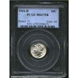 1941-D 10C MS67 Full Bands PCGS. Essentially brilliant, but the portrait has faint powder-blue color