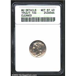 1942/1 10C XF40 ANACS. A Lovingly circulated example of this popular overdate. Numerous small abrasi