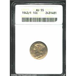 1942/1 10C AU55 ANACS. An olive-gray example that has just a few miniscule contact marks. The border