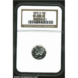 1943-S 10C MS67 * Full Bands NGC. This moderately semi-prooflike example offers considerable eye app