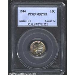 1944 10C MS67 Full Bands PCGS. This richly frosted Superb Gem is richly toned in overlapping swirls.