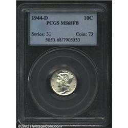 1944-D 10C MS68 Full Bands PCGS. Blazing white with shimmering luster. An essentially flawless examp
