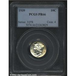 1939 10C PR66 PCGS. Light lemon-gold patina. A razor-sharp and seemingly pristine Gem. The fields ha