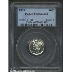 1939 10C PR66 Cameo PCGS. The lightest blushes of golden iridescence overlay both sides of this impr