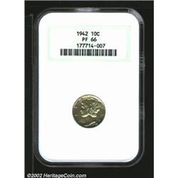 1942 10C PR66 NGC. A well struck Gem that has speckled gray-brown and russet patina at the borders..