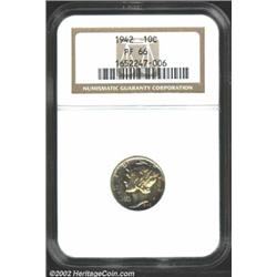 1942 10C PR66 NGC. Brilliantly reflective surfaces with variegated streaks of golden, russet, blue,.