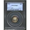 1942 10C PR67 PCGS. The margins have ruby-red and golden-brown patina, while speckled gold and sea-g