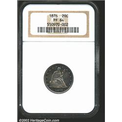 1876 20C PR64 NGC. Undeniably original, the uniformly reflective surfaces are bathed in cobalt-blue.