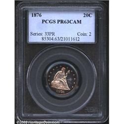 1876 20C PR63 Cameo PCGS. Warm frosting over the devices and shimmering reflectivity in the fields e