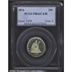 1876 20C PR66 Cameo PCGS. The finest of several proof 1876 Twenty Cent Pieces in this sale, this is.