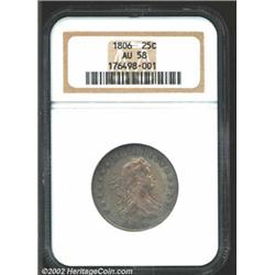 1806 25C AU58 NGC. B-2, R.4. Pale silver surfaces that are quite lustrous for the grade. A few touch