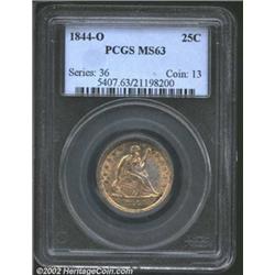 1844-O 25C MS63 PCGS. Briggs 1-A. The 44 in the date appears to be triple punched below the crossbar