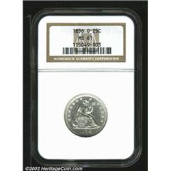 1856-O 25C MS61 NGC. Brilliant with extensive luster. The strike is somewhat soft on the lower left.