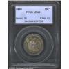 1858 25C MS64 PCGS. Sea-green, gold, and violet colors. The right side stars are not fully struck, b