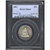 1862 25C MS64 PCGS. Slight crimson wash sits over the peripheries. There is some weakness in the sta