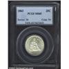 1863 25C MS65 PCGS. Briggs 1-A. The Philadelphia Mint's delivery of Seated Quarters dropped to a mer