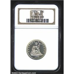 1876 25C PR63 NGC. Deeply mirrored surfaces with some cameo contrast and a dash of golden color. Imp