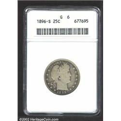 1896-S 25C Good 6 ANACS. Peripheral charcoal patina outlines the yellow-gray centers. The peripheral