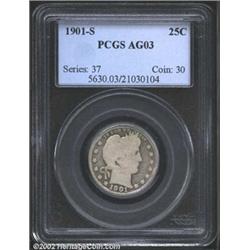 1901-S 25C AG3 PCGS. A well worn Quarter, but the obverse has complete legends except for LIBERTY. E