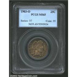 1903-O 25C MS65 PCGS. The '03-O is among the more carefully produced O-mint Barber Quarters, and hig