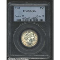 1912 25C MS64 PCGS. The margins have dusty green-gray patina. A lustrous near-Gem that has an especi