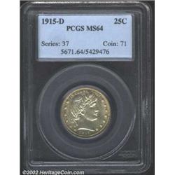 1915-D 25C MS64 PCGS. A lustrous and sharply struck near-Gem that has pleasing speckles of gold and.