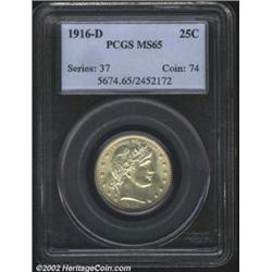 1916-D 25C MS65 PCGS. Lovely steel silver luster with a light golden hue around the peripheries. The