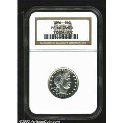 1896 25C PR66 Cameo NGC. An early proof in this series, the surfaces are beautifully contrasted with