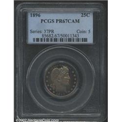 1896 25C PR67 Cameo PCGS. This is among the more visually appealing proof 1896 Barber Quarters that.