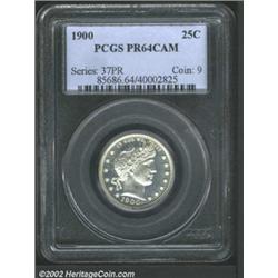 1900 25C PR64 Cameo PCGS. The obverse is speckled with russet patina. A well struck near-Gem that ha