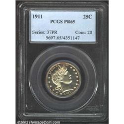 1911 25C PR65 PCGS. The obverse has light rose-gold color, while the reverse has splendid aqua-blue.