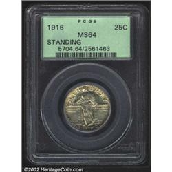 1916 25C MS64 PCGS. Housed in an older PCGS slab, this is a premium quality coin even for the MS64 g